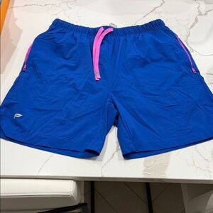 Fabletics Men's Athletic Shorts in Blue with Pink Details